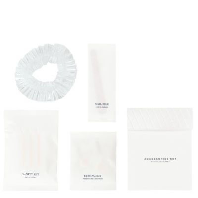 EcoClassic Accessory Set: Nail File, Sewing Kit, loose Shower Cap, Vanity Kit
